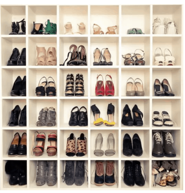 Ikea shoe cabinet hack - lots of shoes