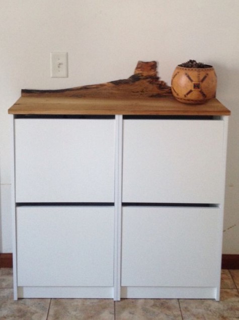 Ikea shoe cabinet hack - wooden top