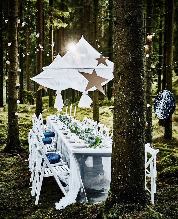 IKEA wedding hack - tables & lights