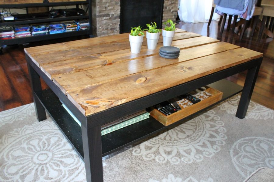 IKEA Coffee Table Hack - wood with storage